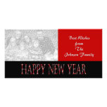 red happy new year photo cards