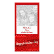 red  Happy Valentines Day Personalized Photo Card