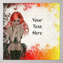 Red headed goth girl poster