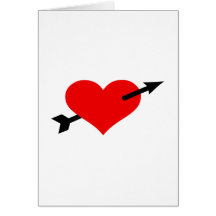 Red heart arrow greeting card