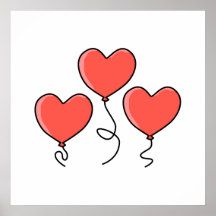 Red Heart Balloons. Posters