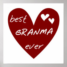 Red Heart Best Granma Ever T-shirts and Gifts Print