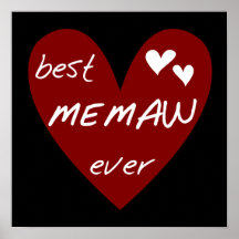 Red Heart Best Memaw Ever T-shirts and Gifts Print