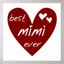 Red Heart Best Mimi Ever Tshirts and Gifts Print