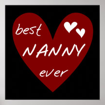 Red Heart Best Nanny Ever T-shirts and Gifts Print