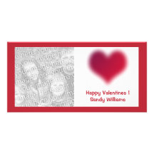 red  heart customized photo card