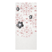 red heart damask on white valentine love customised rack card