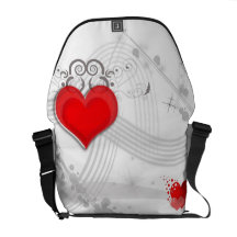 Red Heart Design Messenger Bag