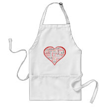 Red Heart full of Love in many languages Apron