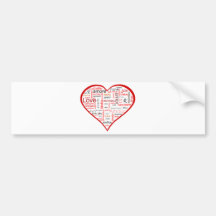 Red Heart full of Love in many languages Bumper Stickers