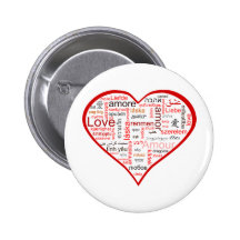 Red Heart full of Love in many languages Buttons