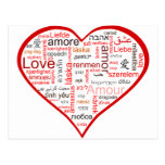 Red Heart full of Love in many languages Post Card