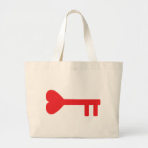 red heart key canvas bags