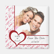 Red Heart Love Photo Save The Date Magnet