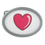 Red Heart Oval Belt Buckle