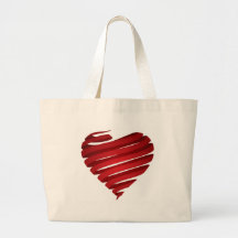 Red heart ribbon canvas bag