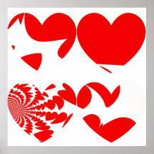 Red Hearts Abstract Print