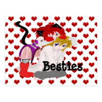 Red Hearts Chibi Valentine Postcard 2 postcards