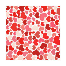 Red hearts pattern gallery wrap canvas