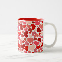 Red hearts pattern mug