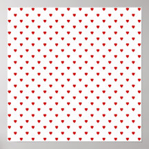 Red Hearts Pattern on a White Background. Poster