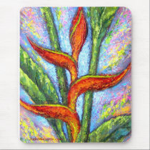 Red Heliconia Painting Tropical Flower mousepads