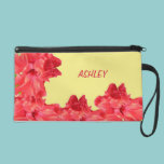 Red Hibiscus Flowers on Yellow Wristlet bagettes bags