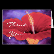 Red Hibiscus Thank You Card Art ... - Customised cards