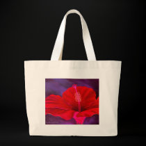 Red Hibiscus Tropical Flower Painting - Multi bags