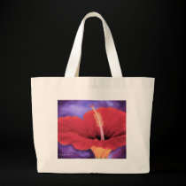 Red Hibiscus Tropical Flower Painting - Multi bags
