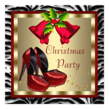 Red High Heel Shoes Red Zebra Christmas Party Personalised Announcement