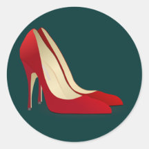 red high heel shoes round stickers
