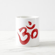 Red Hindu Symbol Om Aum Devanagari Calligraphy Mug