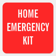 Red Home Emergency Kit Label Square Stickers