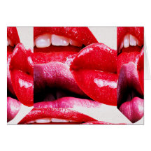 Red Hot Lipstick Lips Greeting Cards
