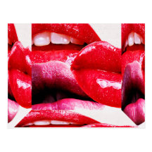 Red Hot Lipstick Lips Post Card