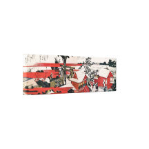 Red houses by Hokusai Canvas Print