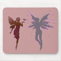 Red Kissing Fairy and Heart Mousemats
