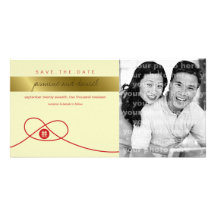 Red Knot Double Happiness Save The Date Photo Card