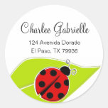 Red Ladybug Address Labels Round Stickers