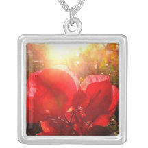 Red leaves hearts custom necklace