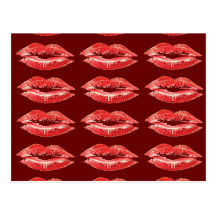 Red Lips Kiss Lipstick Post Cards