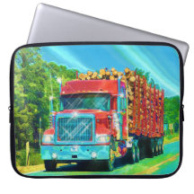 Red Logging Truck Driver's Art Laptop Sleeve