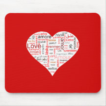 Red Love Heart Typography Mouse Pads