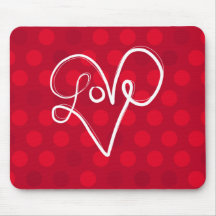 Red Love Heart Typography Mousepad