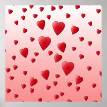 Red Love Hearts. Pattern. Poster