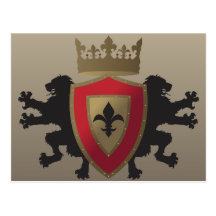 Red Mediaeval Lion Heraldry Postcard