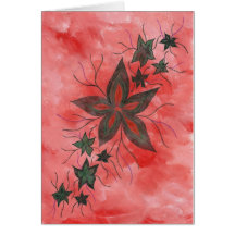 Red n Green Floral Greeting Card
