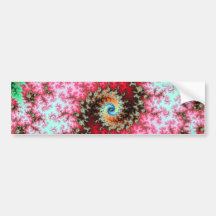 Red on Green Double Fractal Spiral Bumper Stickers