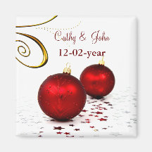 red ornament Save the date magnet